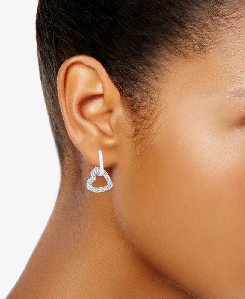 And Now This Crystal Stone Heart Drop Hoop Earrings