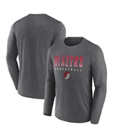 Men's Fanatics Heathered Charcoal Portland Trail Blazers Where Legends Play Iconic Practice Long Sleeve T-shirt