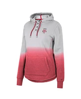 Women's Colosseum Gray, Red Wisconsin Badgers Aurelia Dip-Dye Quarter-Snap Pullover Hoodie