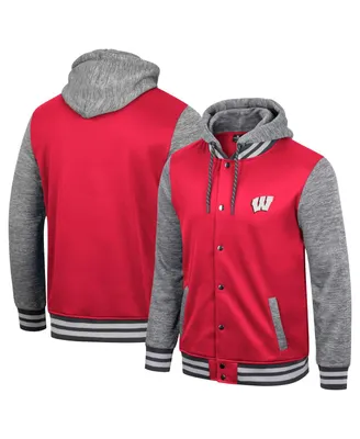 Men's Colosseum Red Wisconsin Badgers Robinson Hoodie Full-Snap Jacket