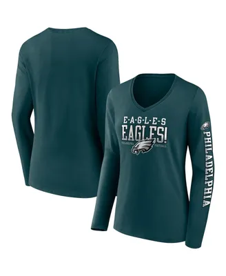 Women's Fanatics Midnight Green Philadelphia Eagles Hometown Sweep Long Sleeve V-Neck T-shirt