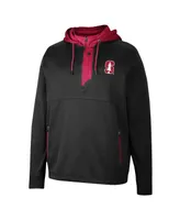 Men's Colosseum Black Stanford Cardinal Luge 3.0 Quarter-Zip Hoodie