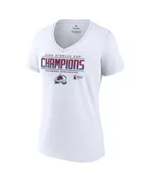 Women's Fanatics White Colorado Avalanche 2022 Stanley Cup Champions Signature Roster V-Neck T-shirt