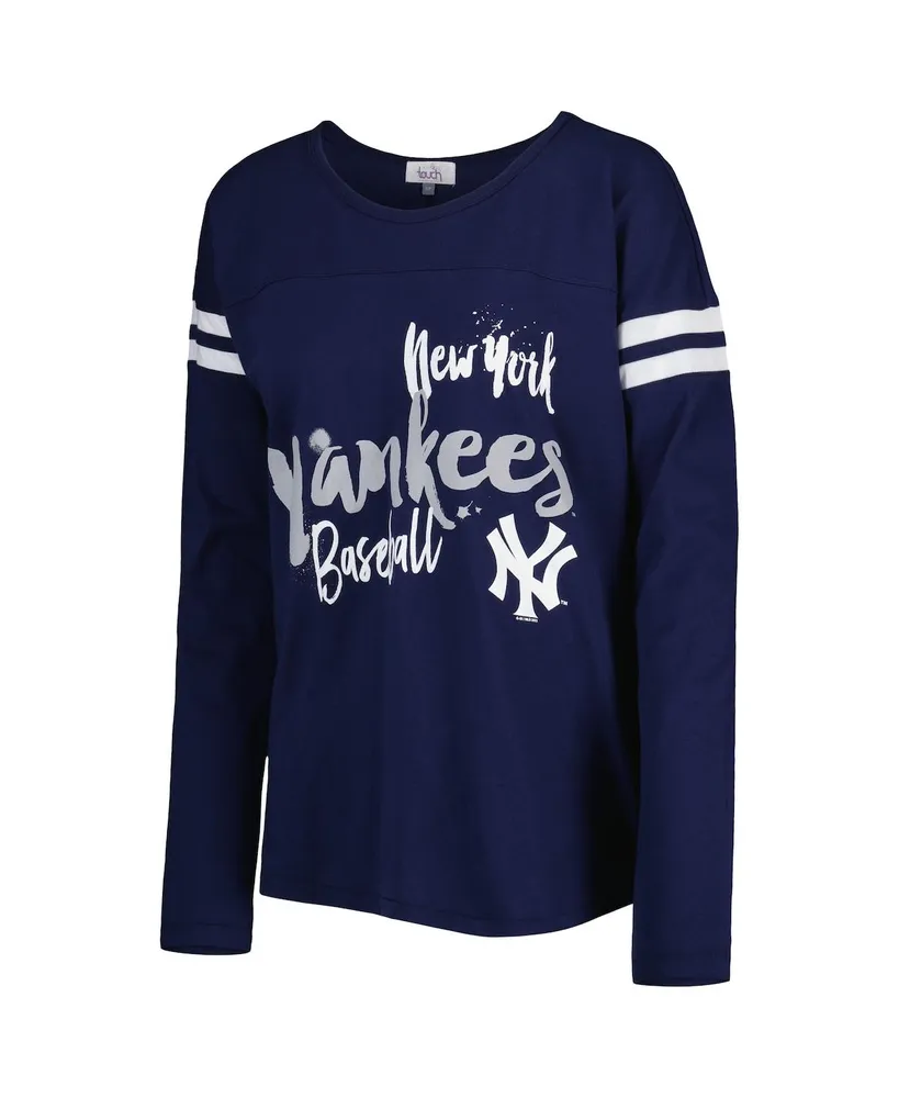 Women's Touch Navy New York Yankees Free Agent Long Sleeve T-shirt
