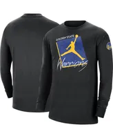 Men's Jordan Black Golden State Warriors Courtside Max 90 Vintage-Like Wash Statement Edition Long Sleeve T-shirt