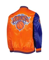 Men's Starter Blue, Orange New York Knicks Fast Break Satin Full-Snap Jacket