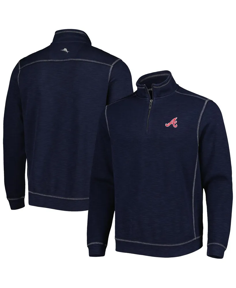 Men's Tommy Bahama Blue Atlanta Braves Tobago Bay Tri-Blend Quarter-Zip Sweatshirt