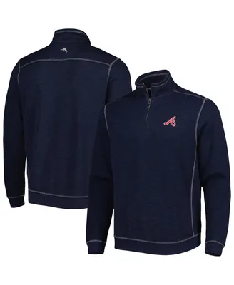 Men's Tommy Bahama Blue Atlanta Braves Tobago Bay Tri-Blend Quarter-Zip Sweatshirt