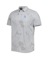 Men's Tommy Bahama Gray Los Angeles Dodgers Miramar Blooms Polo Shirt