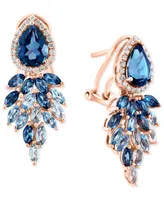 Lali Jewels London Blue Topaz (3-3/4 ct. t.w.), Sky Blue Topaz (1-5/8 ct. t.w.) & Diamond (1/4 ct. t.w.) Statement Earrings in 14k Rose Gold