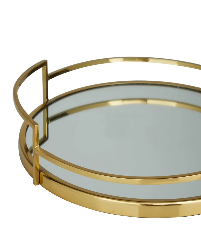 The Novogratz Gold Stainless Steel Metal Mirrored Tray, Set of 2