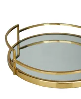 The Novogratz Gold Stainless Steel Metal Mirrored Tray, Set of 2