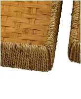 Rosemary Lane Bamboo Woven Tray with Handles, Set of 3, 22", 20", 19" W