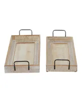 Rosemary Lane Wood Tray with White Wash, Set of 2, 27", 25" W