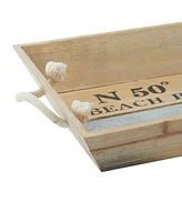 Rosemary Lane Wood Tray with Metal Stripe, Set of 2, 19", 17" W
