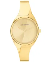 Calvin Klein Women's 2-Hand Gold-Tone Stainless Steel Bangle Bracelet Watch 30mm