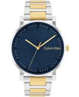 Calvin Klein Men's 3-Hand Two-Tone Stainless Steel Bracelet Watch 43mm - Two