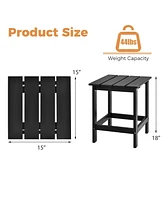 Patio 15" End Side Coffee Table Square Wooden Slat Garden