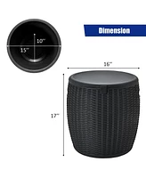 9.5 Gallon 4-in-1 Patio Rattan Cool Bar Cocktail Table Side