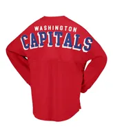Women's Fanatics Red Washington Capitals Spirit Lace-Up V-Neck Long Sleeve Jersey T-shirt