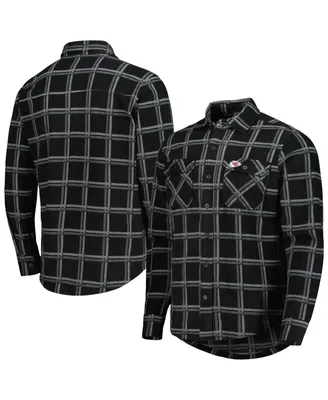 Men's Antigua Black Kansas City Chiefs Industry Flannel Button-Up Shirt Jacket