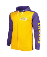 Men's Fanatics Gold, Purple Los Angeles Lakers Big and Tall Down Distance Full-Zip Hoodie