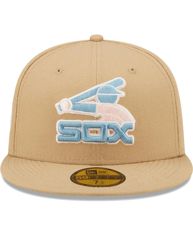 Men's New Era Tan Chicago White Sox 75th Anniversary of Comiskey Park Sky Blue Undervisor 59FIFTY Fitted Hat