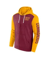 Men's Fanatics Heather Burgundy Washington Commanders Down and Distance Full-Zip Hoodie