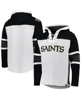 Men's '47 Brand New Orleans Saints Heather Gray Gridiron Lace-Up Pullover Hoodie