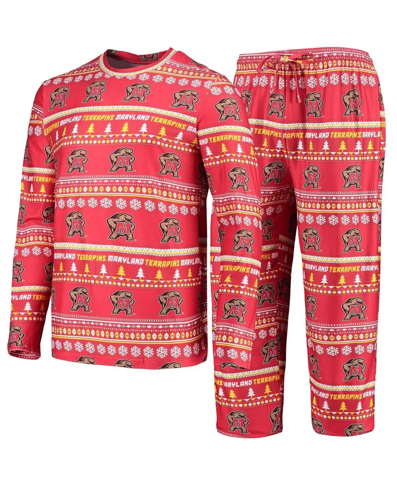 Men's Concepts Sport Red Maryland Terrapins Ugly Sweater Long Sleeve T-shirt and Pants Sleep Set