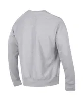 Men's Champion Heathered Gray Lsu Tigers Big and Tall Reverse Weave Fleece Crewneck Pullover Sweatshirt