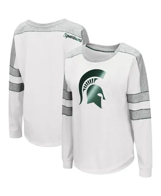 Women's Colosseum White Michigan State Spartans Trey Dolman Long Sleeve T-shirt