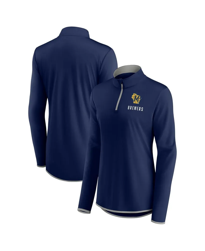 Women's Fanatics Navy Milwaukee Brewers Worth The Drive Quarter-Zip Jacket