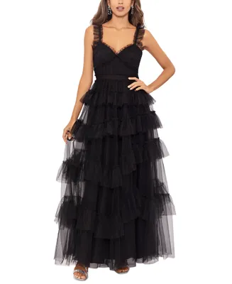 Betsy & Adam Women's Ruffled Tiered Gown
