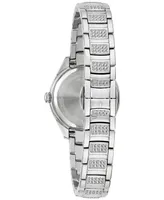 Bulova Women's Crystal Stainless Steel Bracelet Watch 29mm - Silver