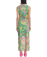 Donna Morgan Women's Printed Mesh-Overlay Maxi Dress