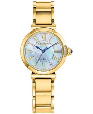 Citizen Eco-Drive Mae Women's Diamond Accent Gold-Tone Stainless Steel Bracelet Watch 30mm