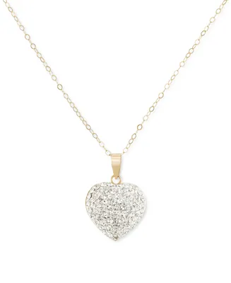 Crystal Pave Heart 18" Pendant Necklace in 10k Gold