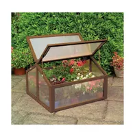 Costway Double Box Garden Wooden Green House Cold Frame Raised Plants Bed Protection