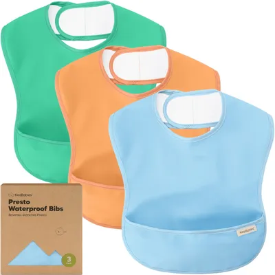 KeaBabies 3-Pack Waterproof Baby Bibs for Eating, Lightweight, Mess Proof Toddler with Food Catcher