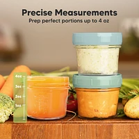 KeaBabies 6pk Prep Baby Food Storage Containers, 4 oz Leak-Proof, Bpa Free Glass Jars for Feeding