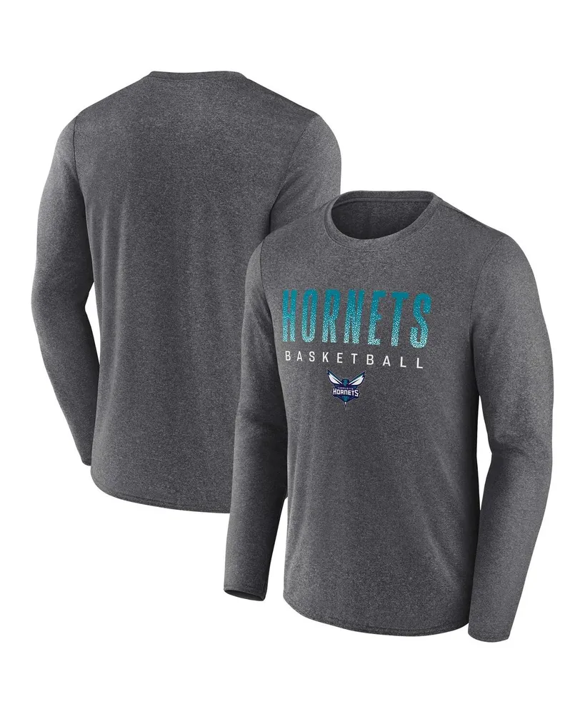 Men's Fanatics Heathered Charcoal Charlotte Hornets Where Legends Play Iconic Practice Long Sleeve T-shirt