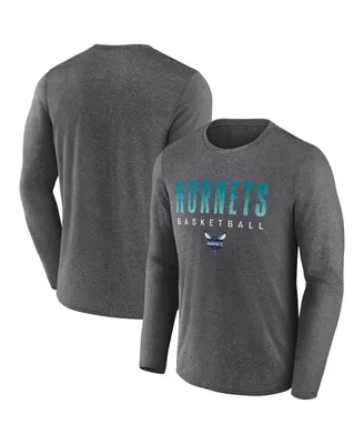 Men's Fanatics Heathered Charcoal Charlotte Hornets Where Legends Play Iconic Practice Long Sleeve T-shirt