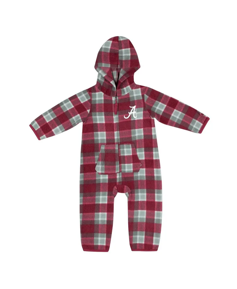 Infant Boys and Girls Colosseum Crimson, Gray Alabama Crimson Tide Farays Plaid Full-Zip Hoodie Jumper