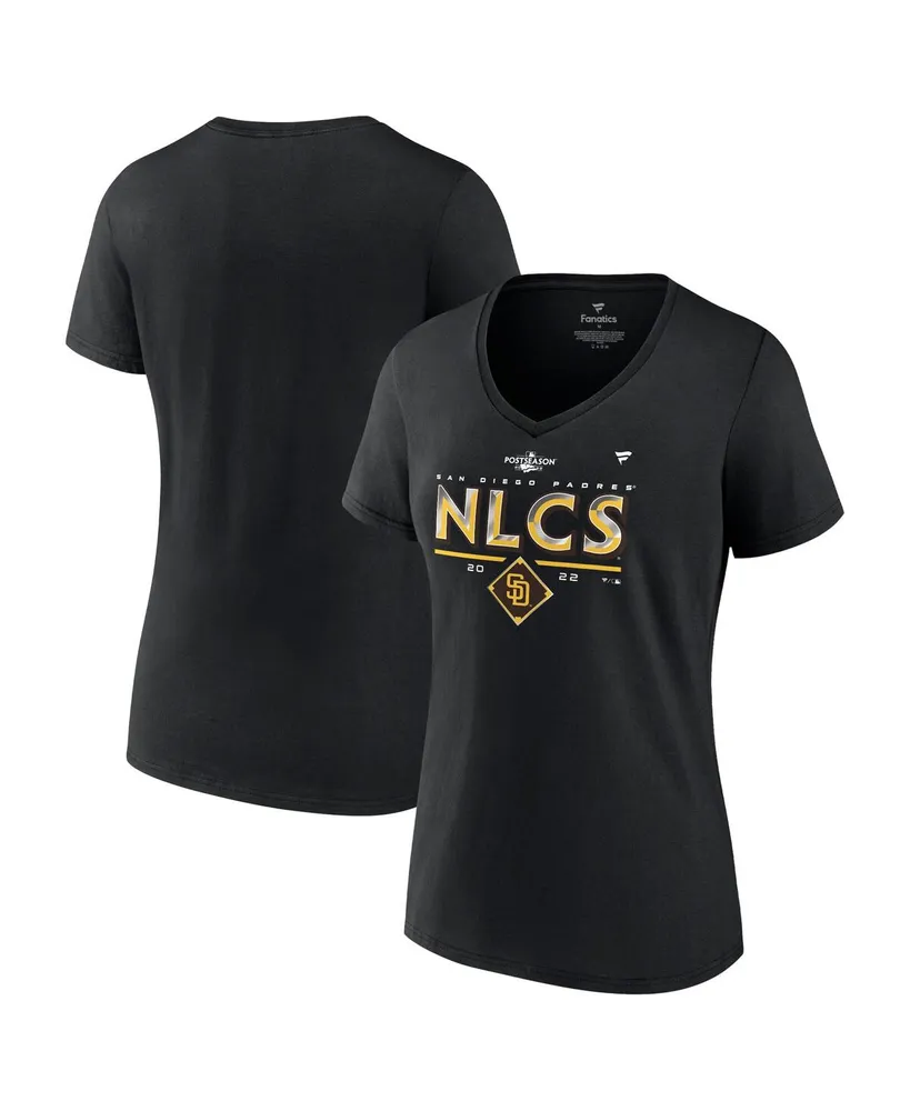 Women's Fanatics Black San Diego Padres 2022 Division Series Winner Locker Room V-Neck T-shirt