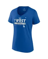 Women's Fanatics Royal Los Angeles Dodgers 2022 Nl West Division Champions Locker Room V-Neck T-shirt