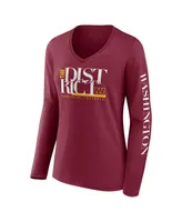 Women's Fanatics Burgundy Washington Commanders Hometown Sweep Long Sleeve V-Neck T-shirt