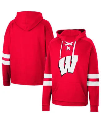Men's Colosseum Red Wisconsin Badgers Lace-Up 4.0 Pullover Hoodie