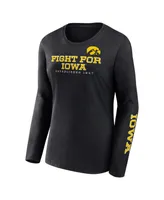 Women's Fanatics Black Iowa Hawkeyes Rally Cry 2-Hit T-shirt