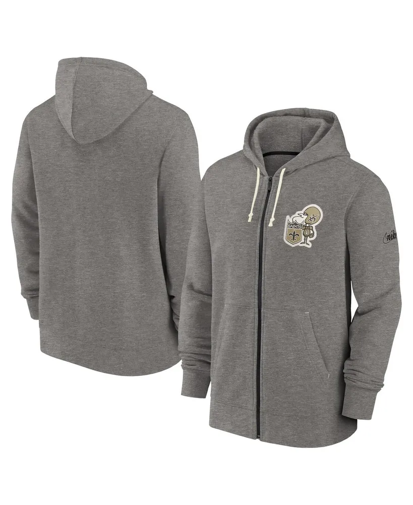 Men's Nike Heather Charcoal New Orleans Saints Historic Lifestyle Full-Zip Hoodie